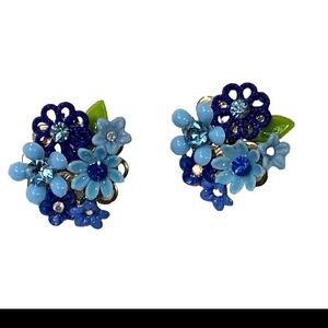 Floral Blue and Green Earrings